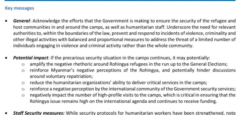 Key Messages: Security Situation in the Rohingya Refugee Camps (For SEG Co-Chairs): 26 February 2023, Cox’s Bazar